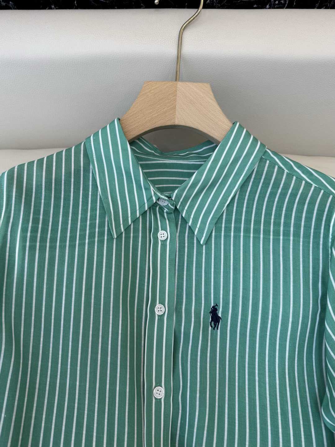 CY093#新款衬衫。劳夫劳伦 条纹印花修身长袖 衬衫 绿色 粉色 SM L