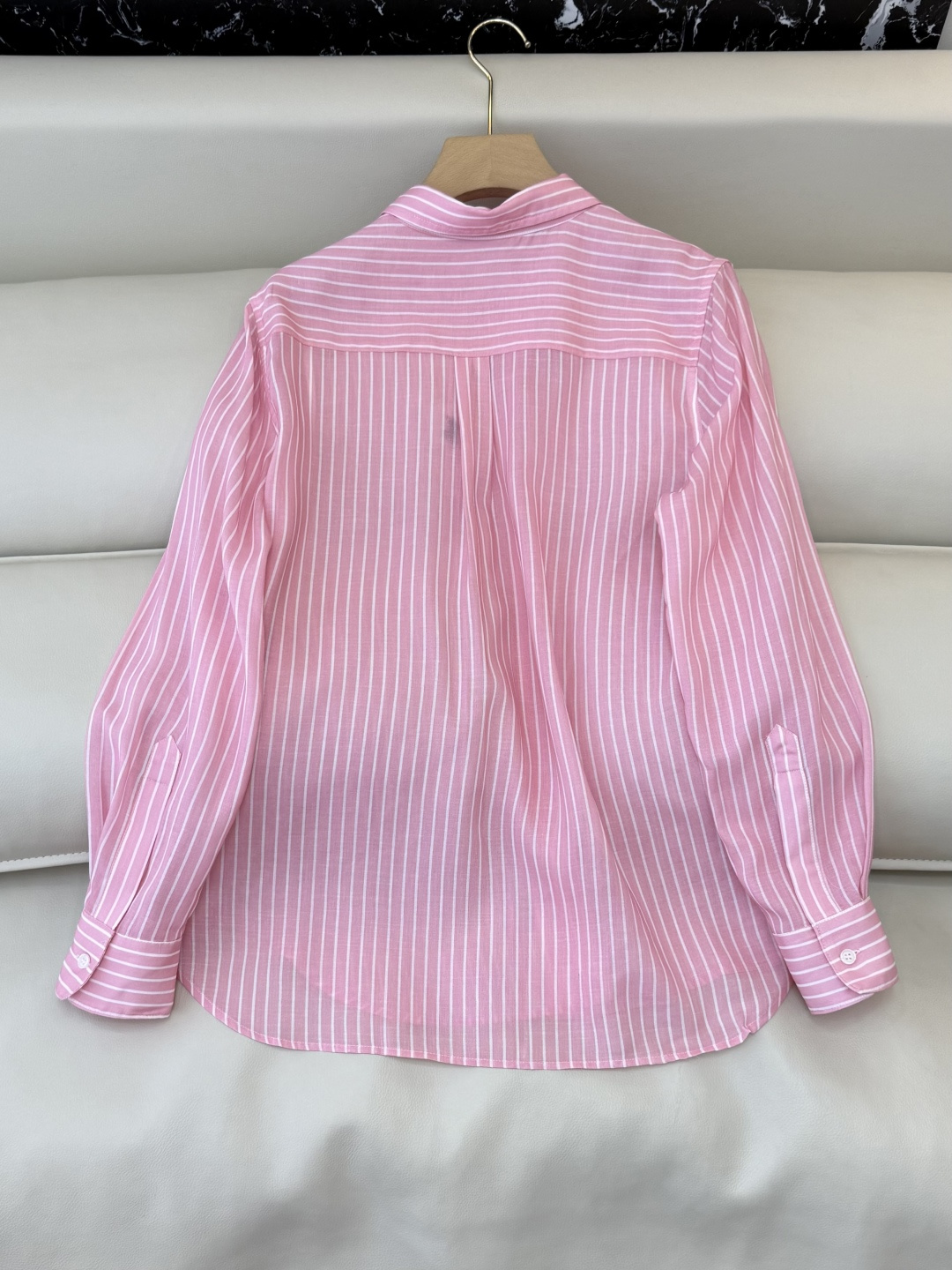 CY093#新款衬衫。劳夫劳伦 条纹印花修身长袖 衬衫 绿色 粉色 SM L