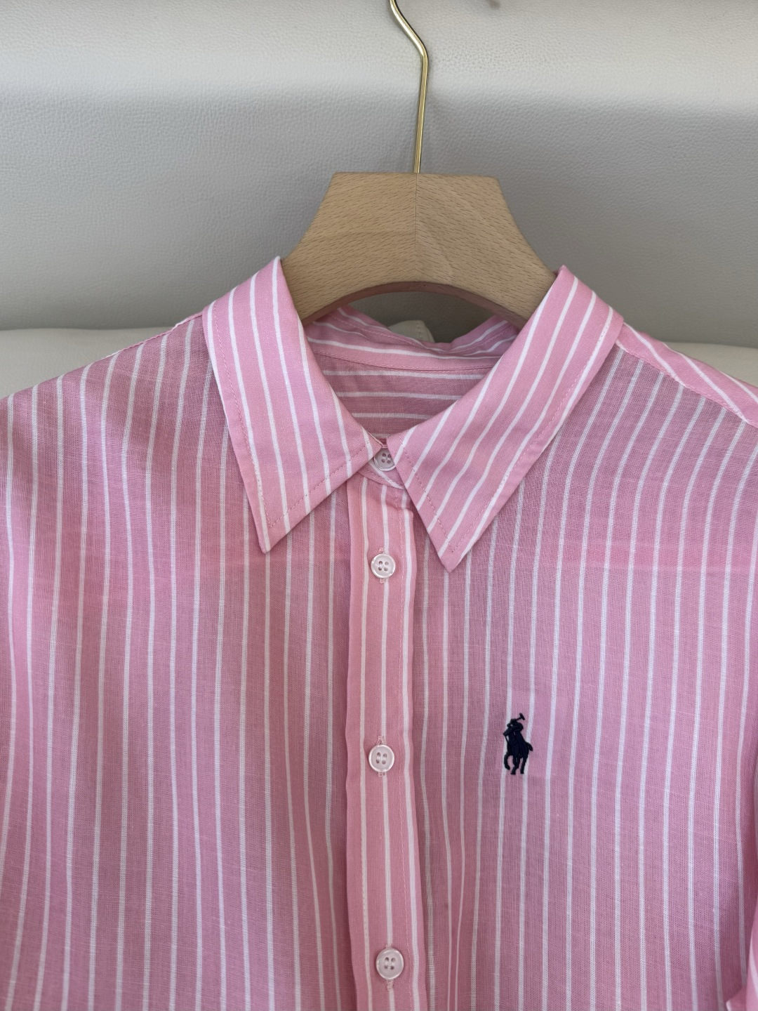 CY093#新款衬衫。劳夫劳伦 条纹印花修身长袖 衬衫 绿色 粉色 SM L