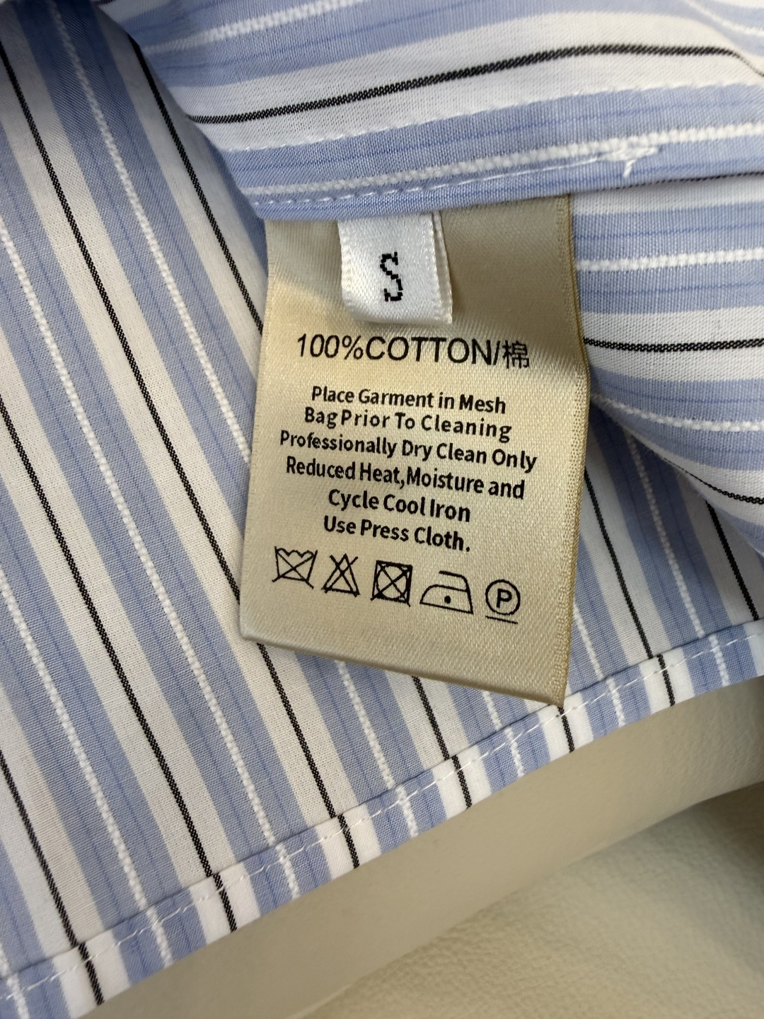 CY097#新款衬衫。字母绣花 修身长袖 衬衫 条纹蓝 SM L