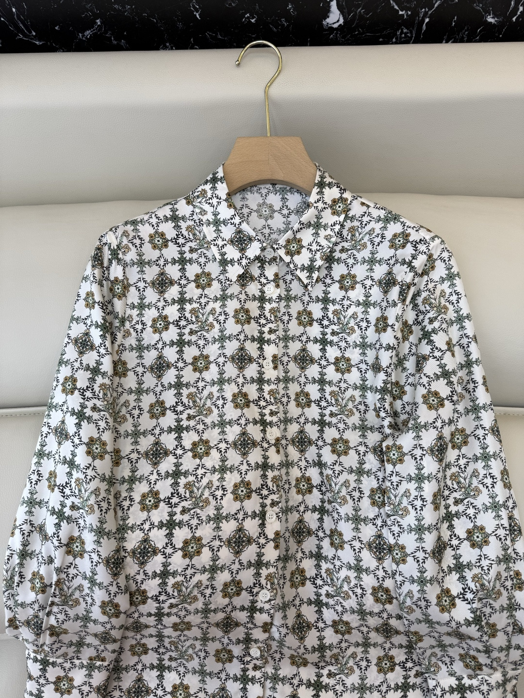 BS1106#新款真丝衬衫💕L V 斜纹真丝印花 100% 真丝衬衫 SMLXL