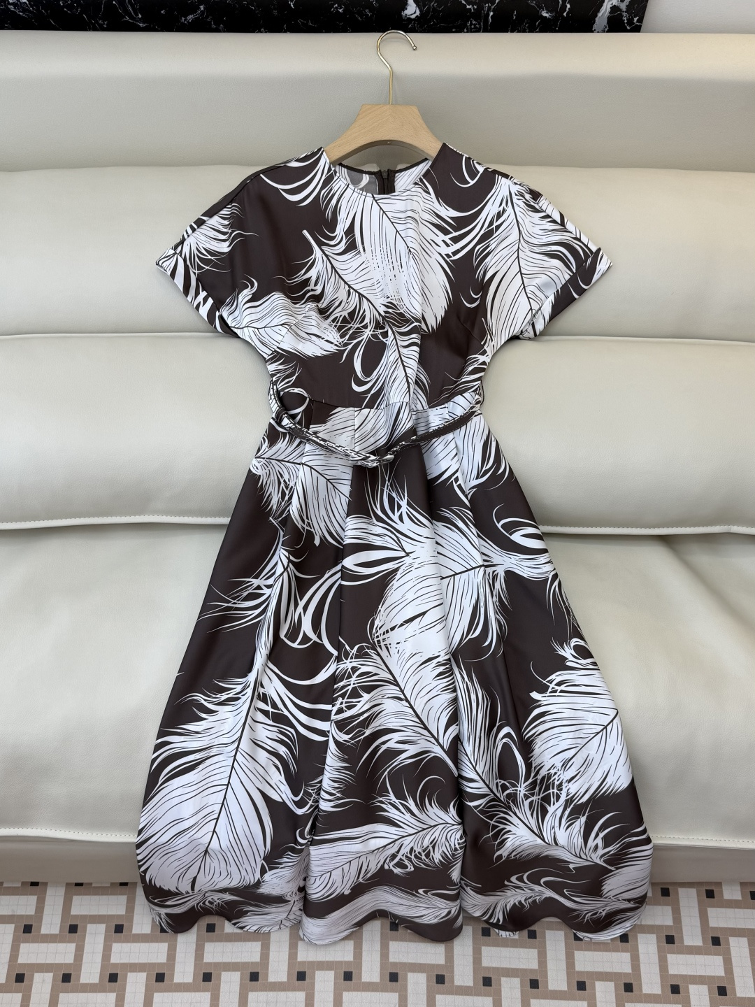 NO:733496,XF069#New Dress Factory Island Style Feather Print Short Sleeve Dress SMLXL XXL,,skirts,T-shirt,19860909XF069#新款连衣裙工厂 海岛风 羽毛印花短袖 连衣裙 SMLXL XXL,,skirts,T-shirt,,Women's clothing