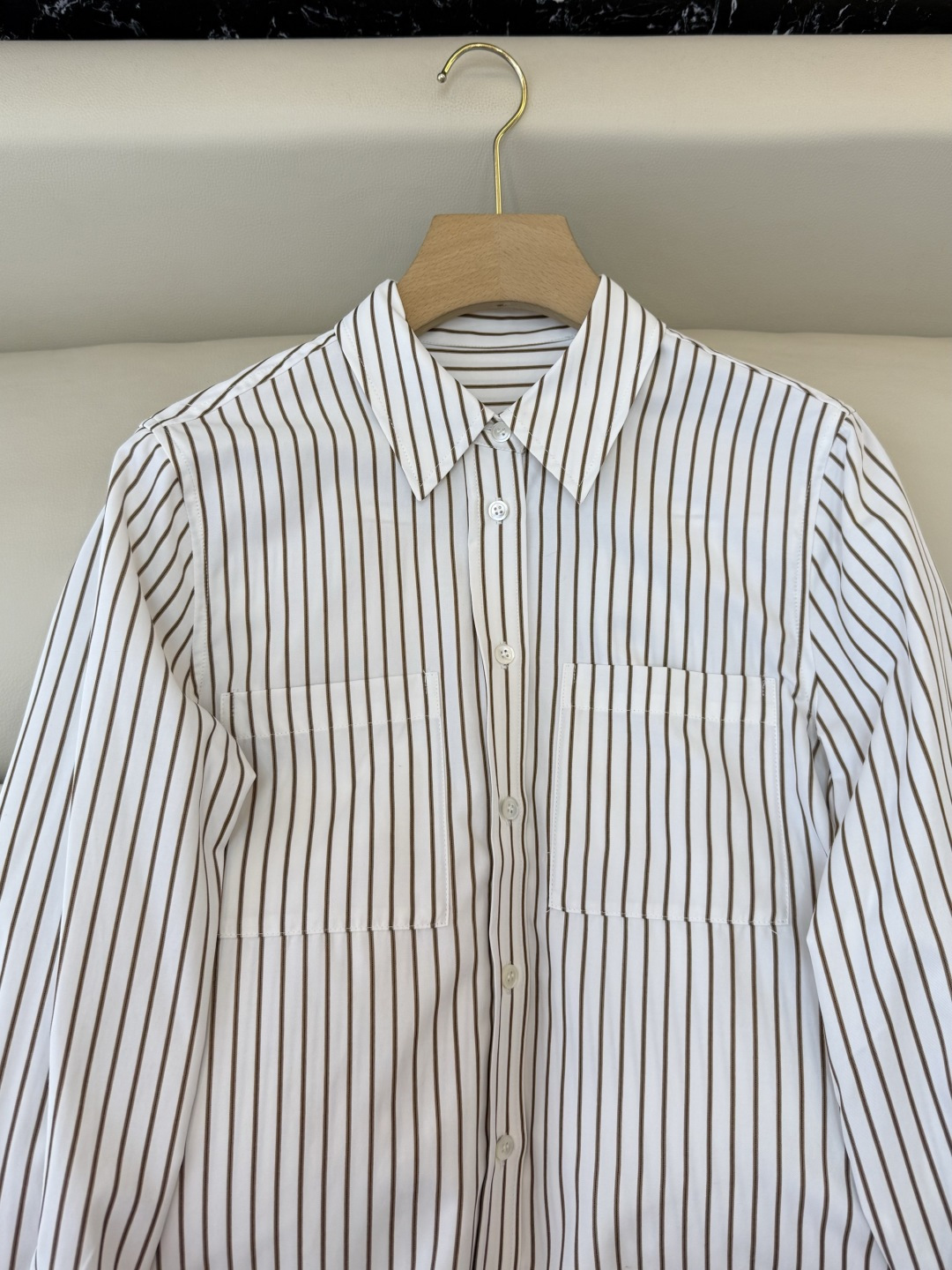 BS1098#新款衬衫💕BC ⛓️链条边 长袖条纹衬衫 蓝色 米白色 36 /38/40/42