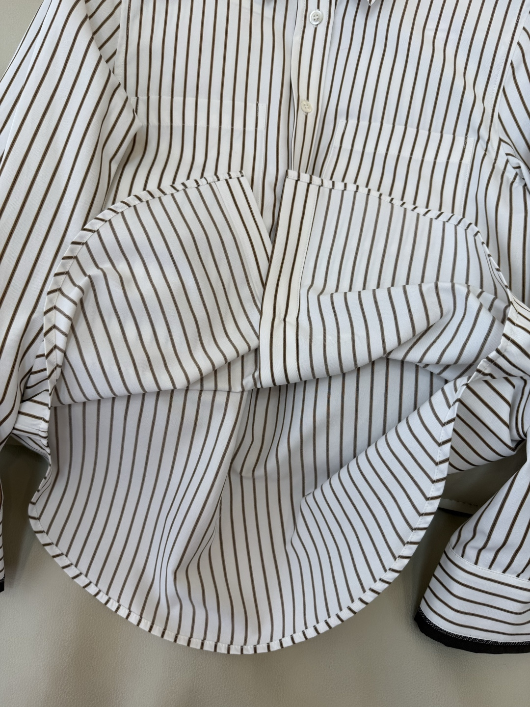 BS1098#新款衬衫💕BC ⛓️链条边 长袖条纹衬衫 蓝色 米白色 36 /38/40/42