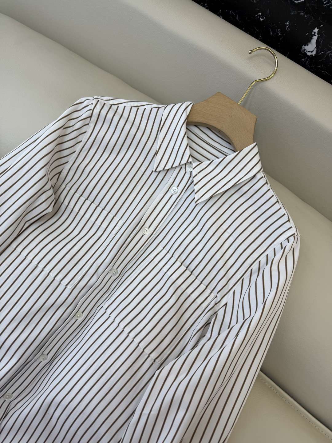 BS1098#新款衬衫💕BC ⛓️链条边 长袖条纹衬衫 蓝色 米白色 36 /38/40/42