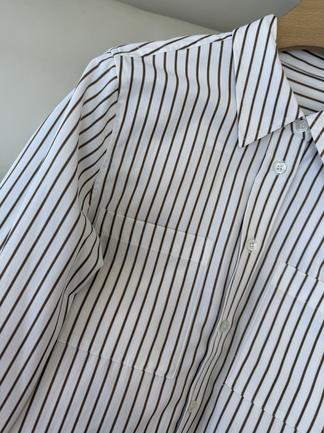 BS1098#新款衬衫💕BC ⛓️链条边 长袖条纹衬衫 蓝色 米白色 36 /38/40/42