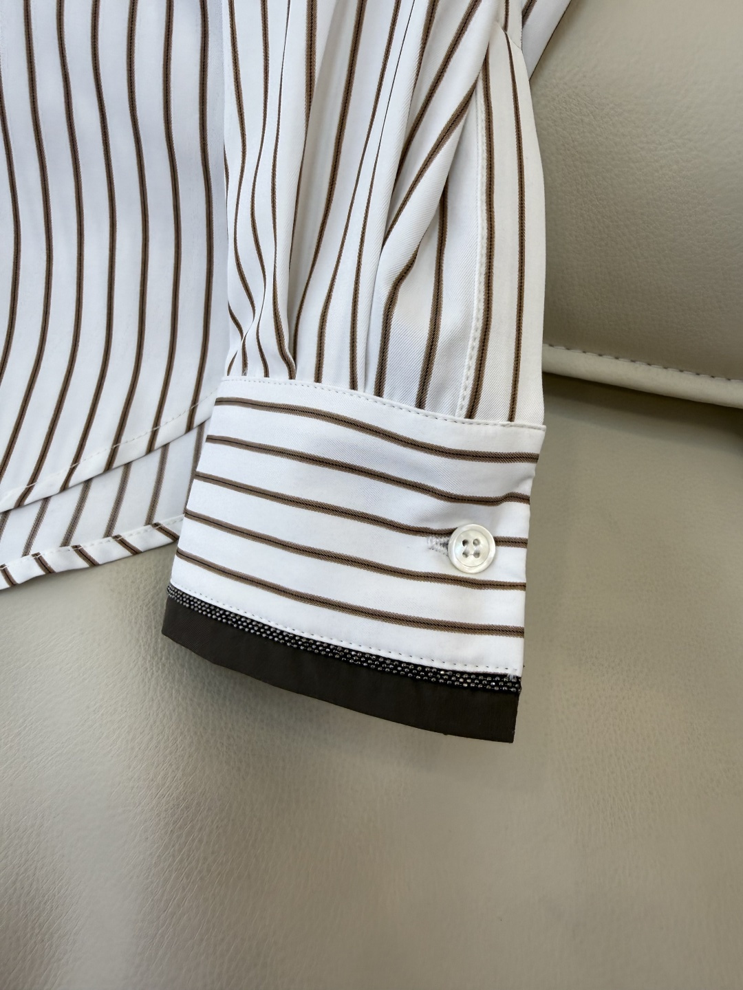 BS1098#新款衬衫💕BC ⛓️链条边 长袖条纹衬衫 蓝色 米白色 36 /38/40/42