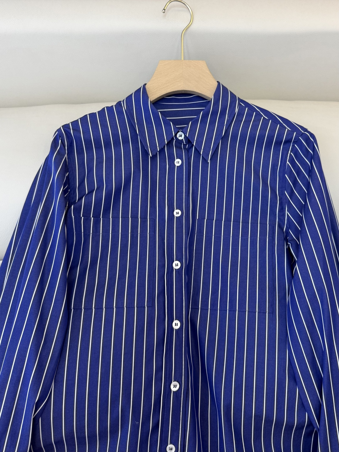 BS1098#新款衬衫💕BC ⛓️链条边 长袖条纹衬衫 蓝色 米白色 36 /38/40/42