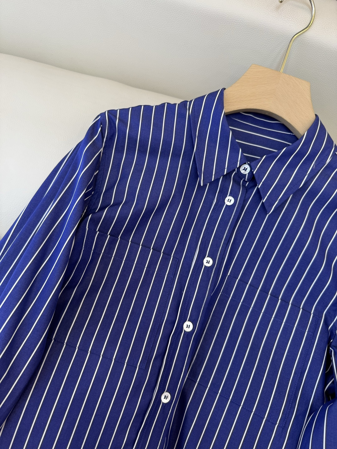 BS1098#新款衬衫💕BC ⛓️链条边 长袖条纹衬衫 蓝色 米白色 36 /38/40/42