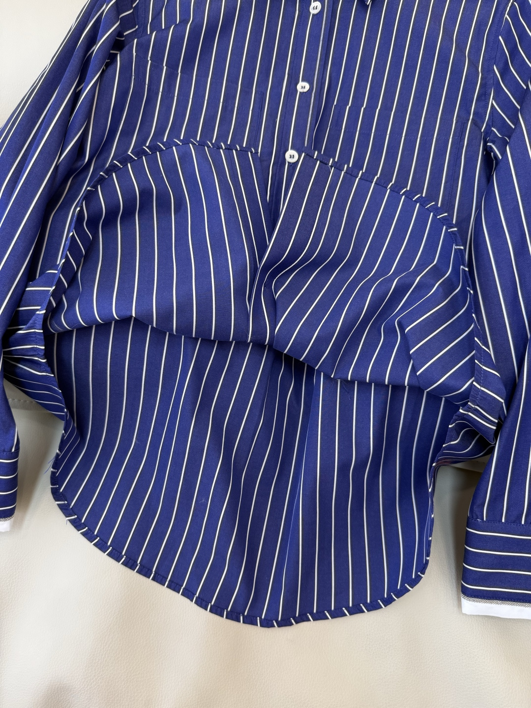 BS1098#新款衬衫💕BC ⛓️链条边 长袖条纹衬衫 蓝色 米白色 36 /38/40/42