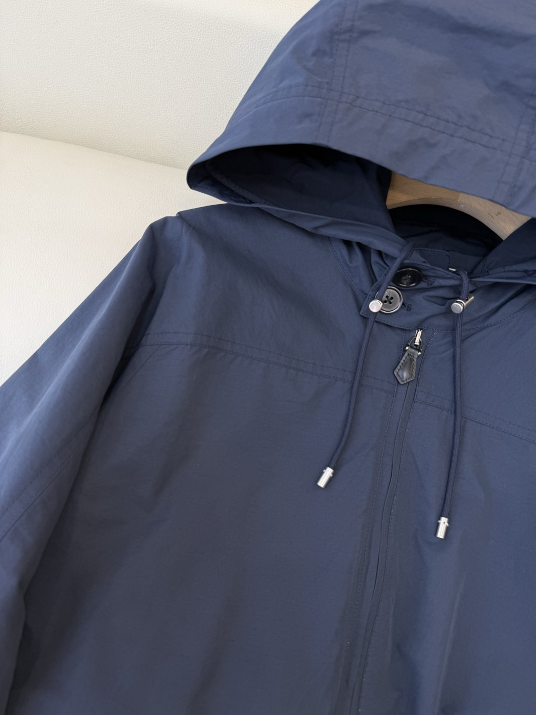 QGL039#新款外套💕LP 短风衣 内格纹 夹克拉链外套 杏色 藏青色 SML