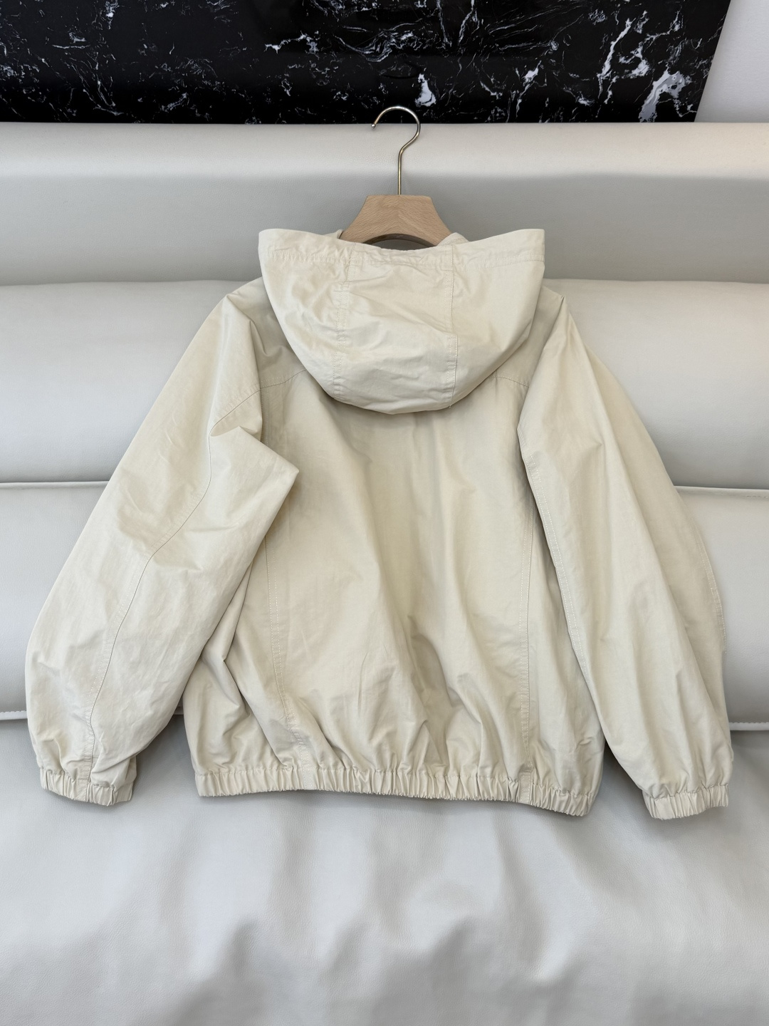 QGL039#新款外套💕LP 短风衣 内格纹 夹克拉链外套 杏色 藏青色 SML