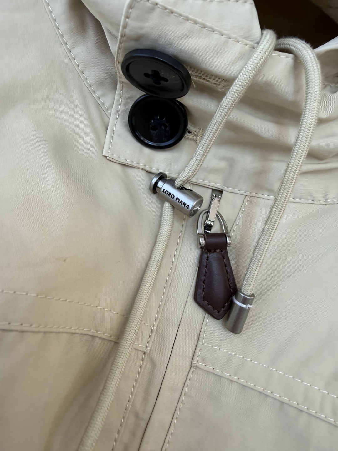 QGL039#新款外套💕LP 短风衣 内格纹 夹克拉链外套 杏色 藏青色 SML