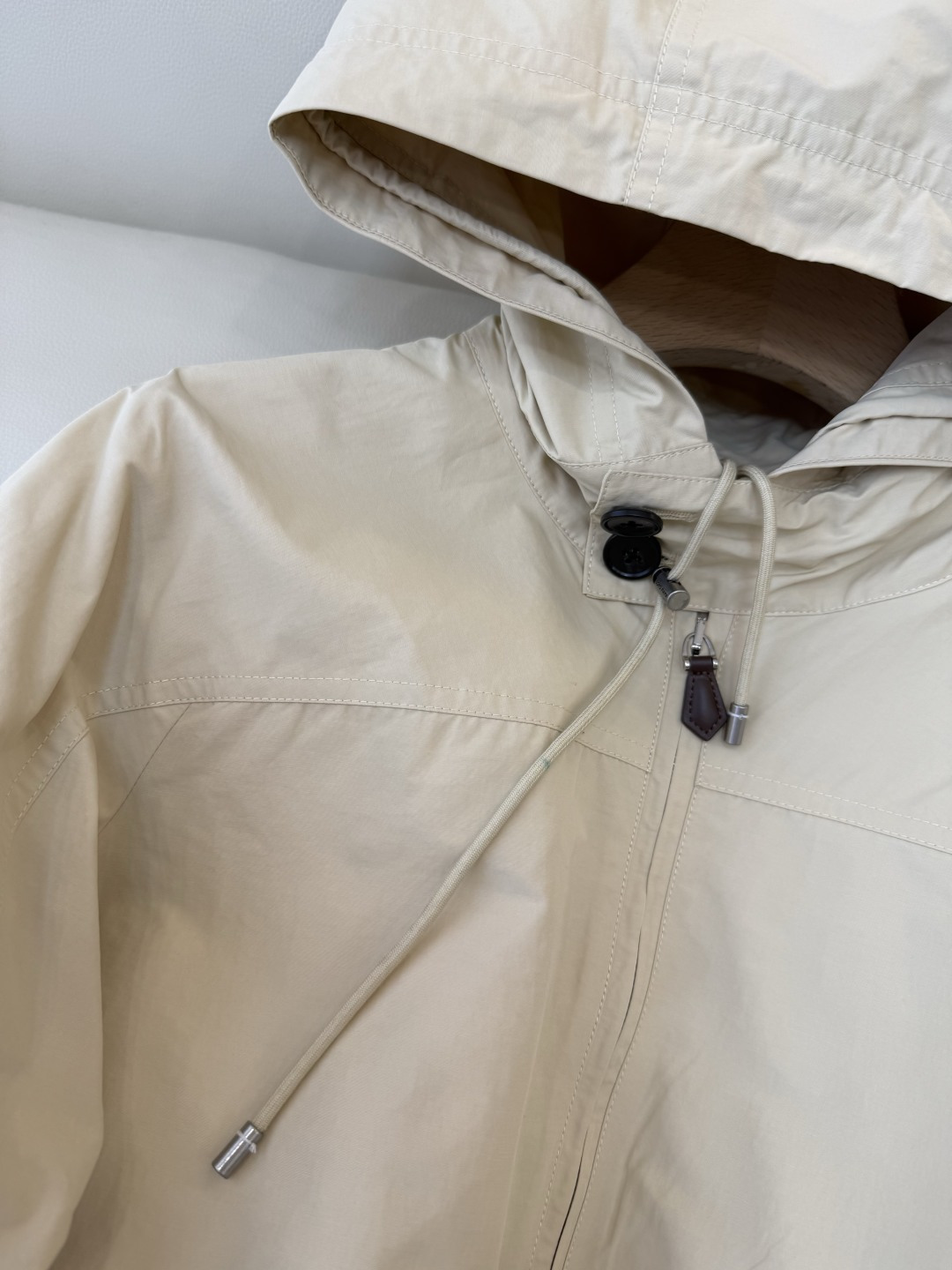 QGL039#新款外套💕LP 短风衣 内格纹 夹克拉链外套 杏色 藏青色 SML