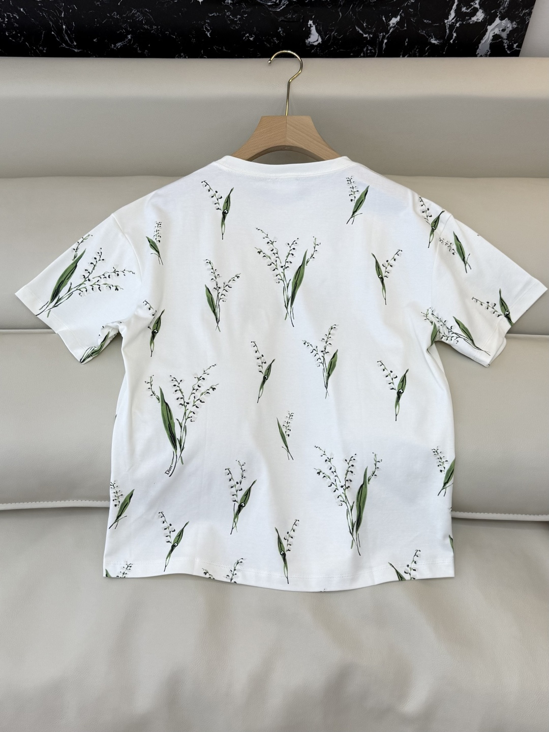 QG0153#新款T恤⚠️特批185‼️dior 铃兰花印花85%棉 15% 亚麻 短袖T恤 SML