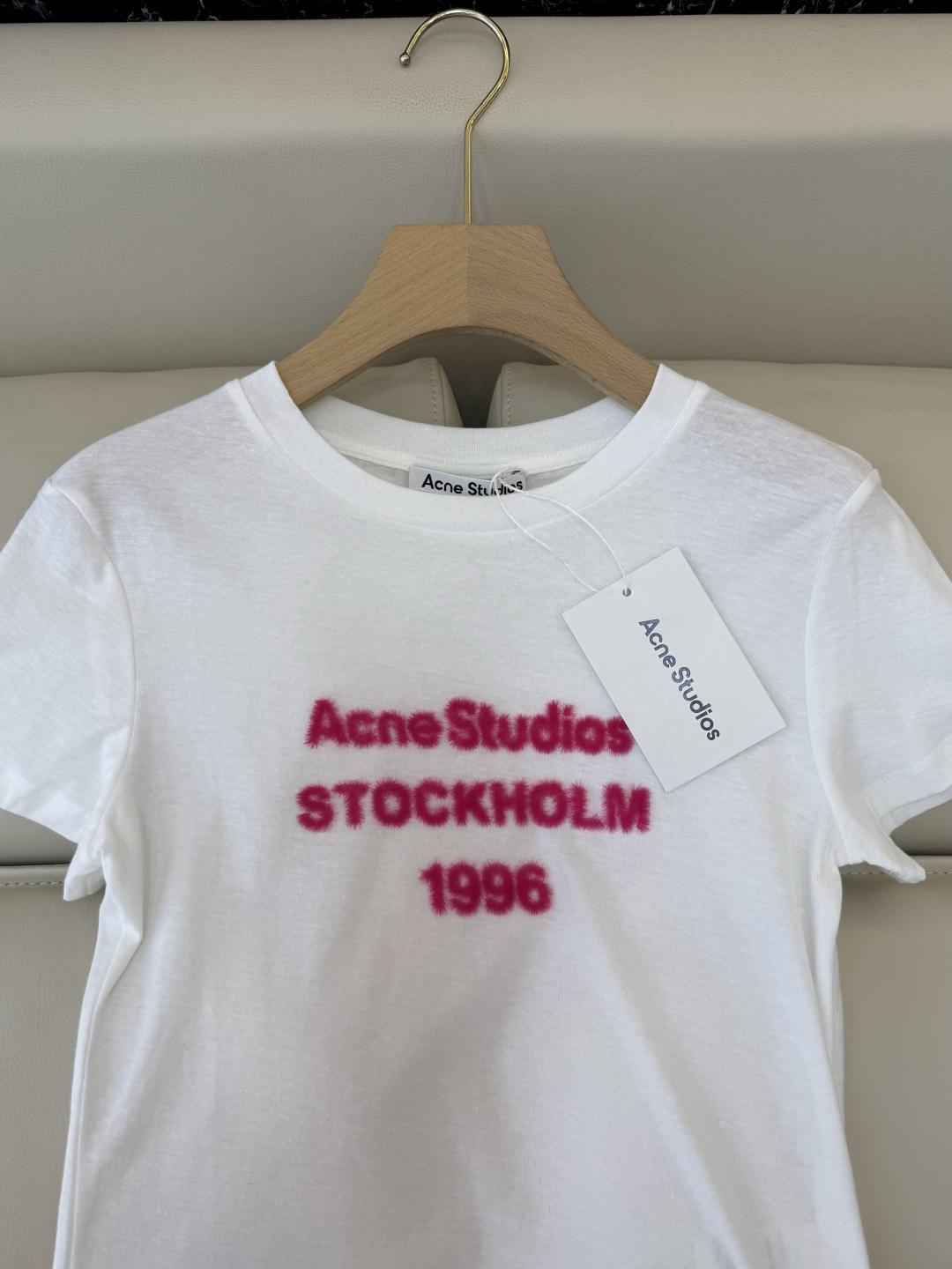 QG0155#新款T恤⚠️特批170‼️Acne 字母植绒 短袖T恤 深灰色 白色 SML