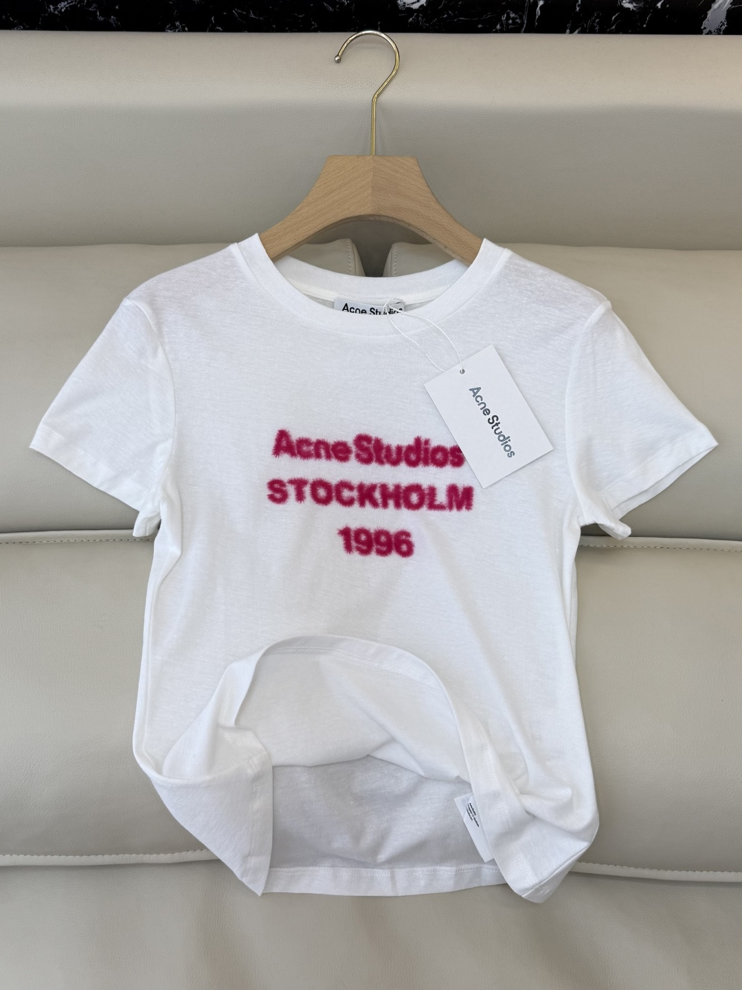 QG0155#新款T恤⚠️特批170‼️Acne 字母植绒 短袖T恤 深灰色 白色 SML