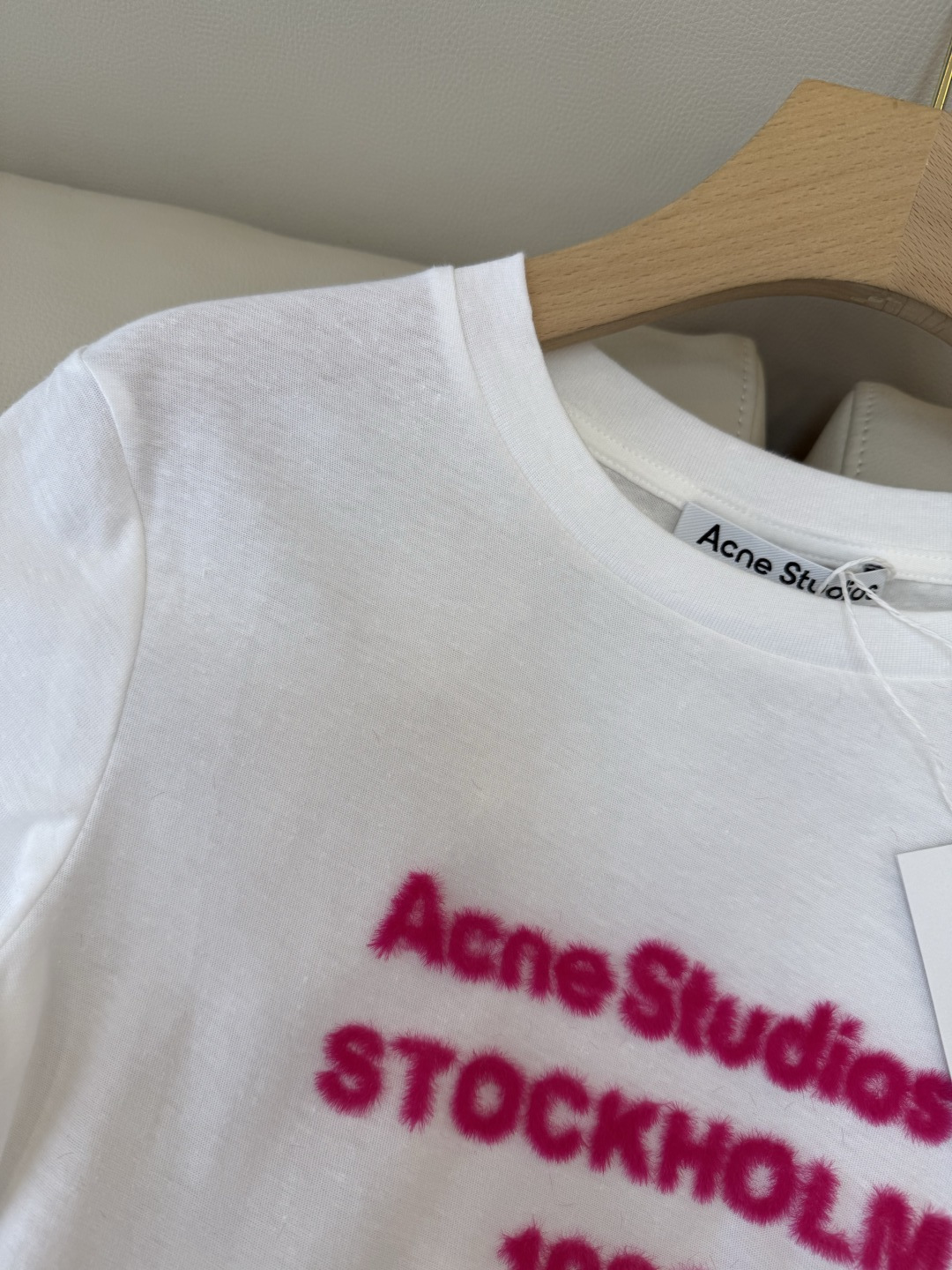 QG0155#新款T恤⚠️特批170‼️Acne 字母植绒 短袖T恤 深灰色 白色 SML