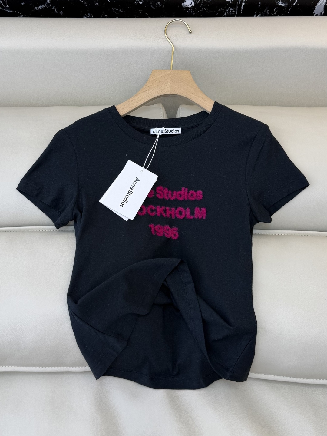 QG0155#新款T恤⚠️特批170‼️Acne 字母植绒 短袖T恤 深灰色 白色 SML