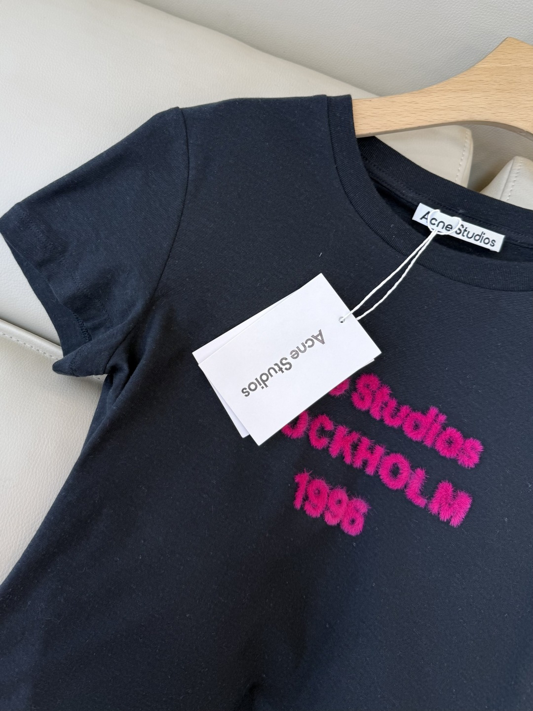 QG0155#新款T恤⚠️特批170‼️Acne 字母植绒 短袖T恤 深灰色 白色 SML