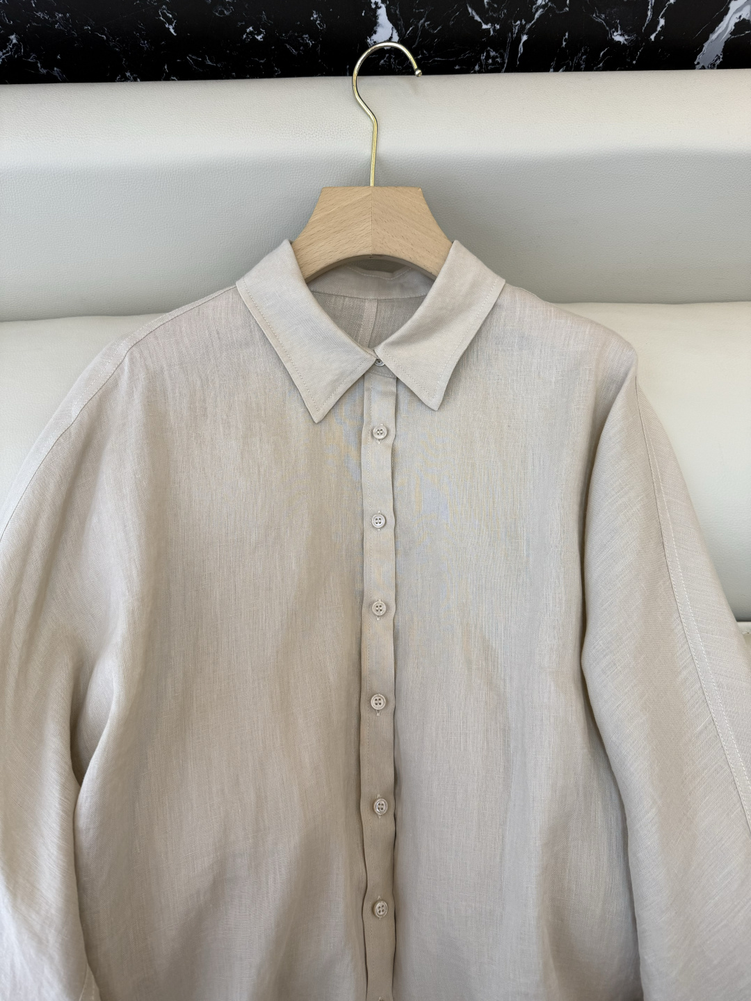 LZ26007#新款衬衫🌾BC 超级爆款 100% 亚麻 手工钉珠 宽松款 亚麻衬衫 杏色 白色 SML