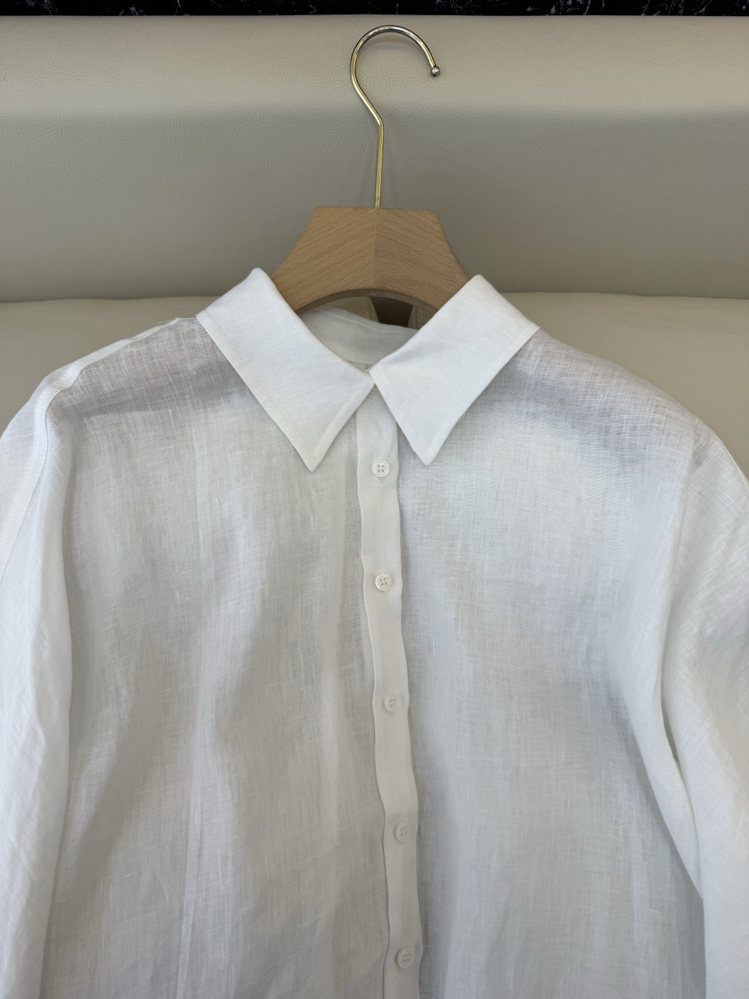 LZ26007#新款衬衫🌾BC 超级爆款 100% 亚麻 手工钉珠 宽松款 亚麻衬衫 杏色 白色 SML