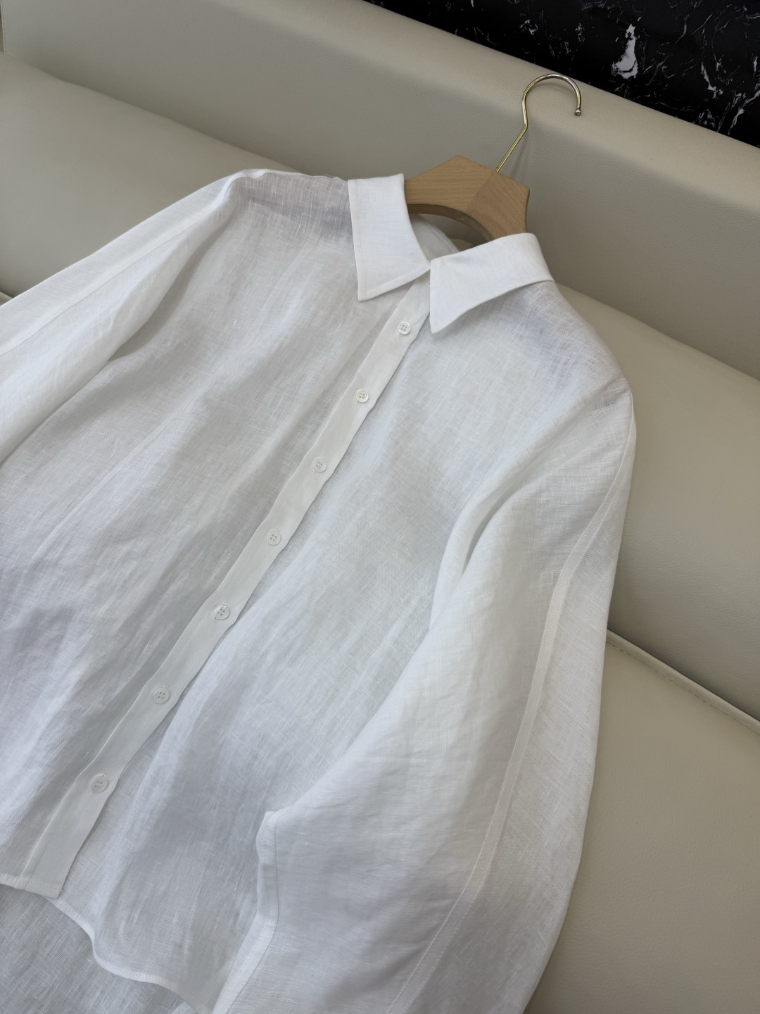 LZ26007#新款衬衫🌾BC 超级爆款 100% 亚麻 手工钉珠 宽松款 亚麻衬衫 杏色 白色 SML