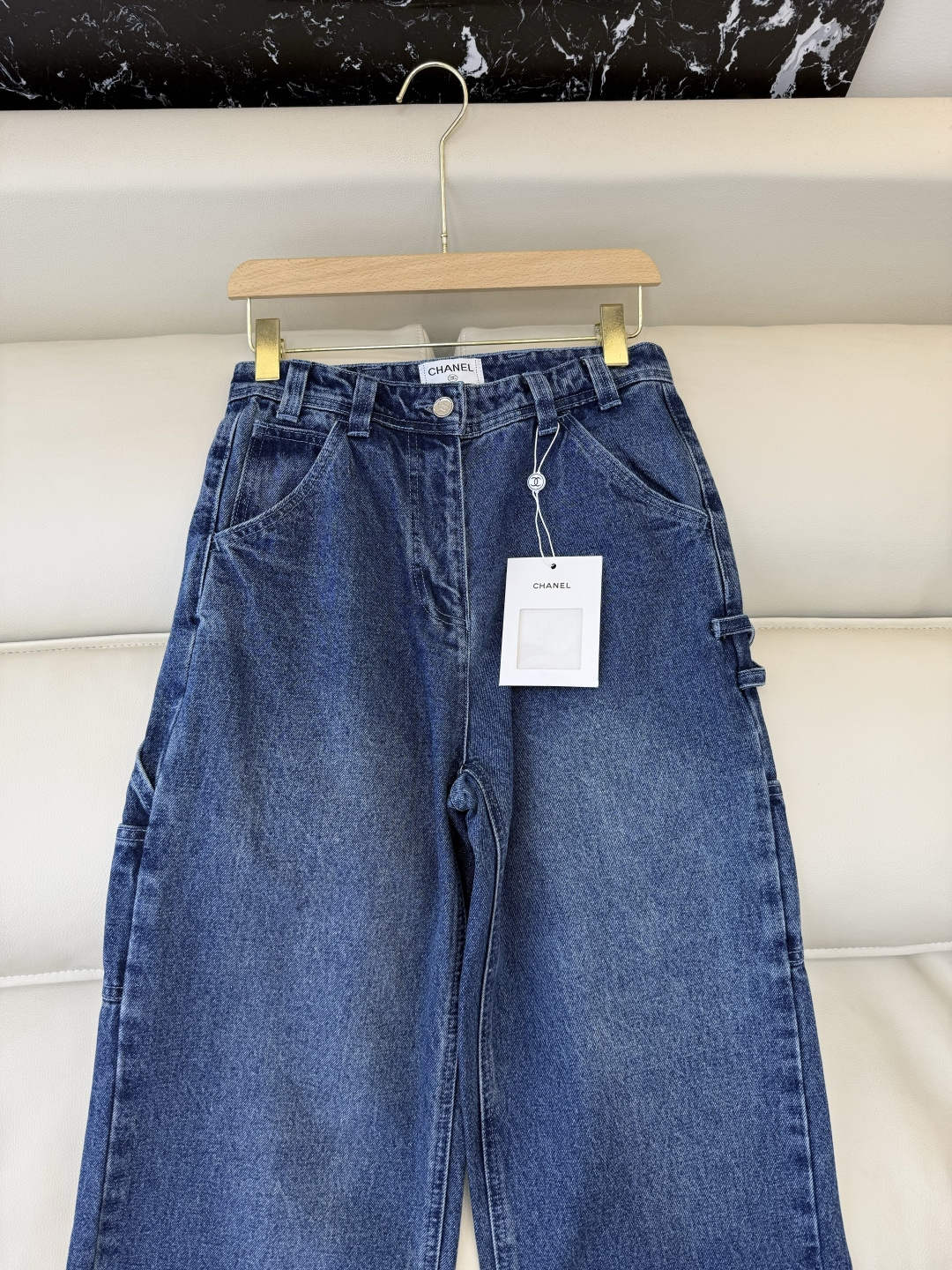 CK062#P⚠️特批‼️chanel 爆款 必补 双C 牛仔裤 白色 蓝色 SML
