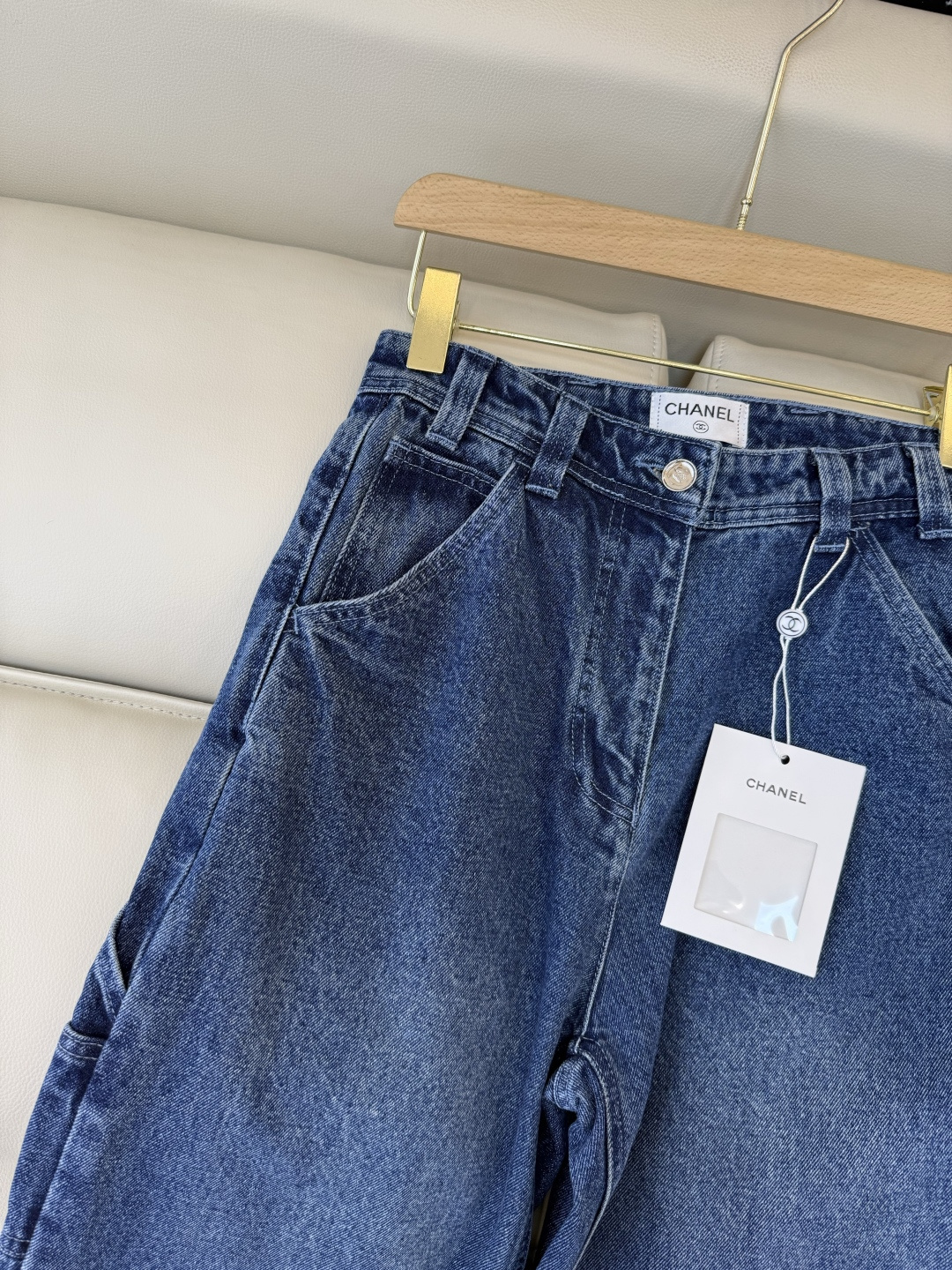 CK062#P⚠️特批‼️chanel 爆款 必补 双C 牛仔裤 白色 蓝色 SML