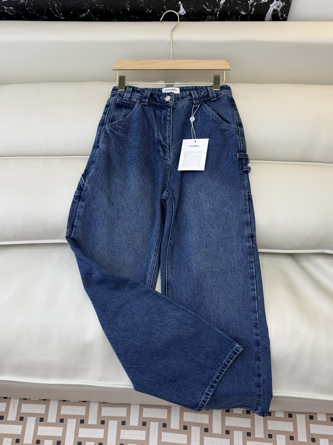 CK062#P⚠️特批‼️chanel 爆款 必补 双C 牛仔裤 白色 蓝色 SML