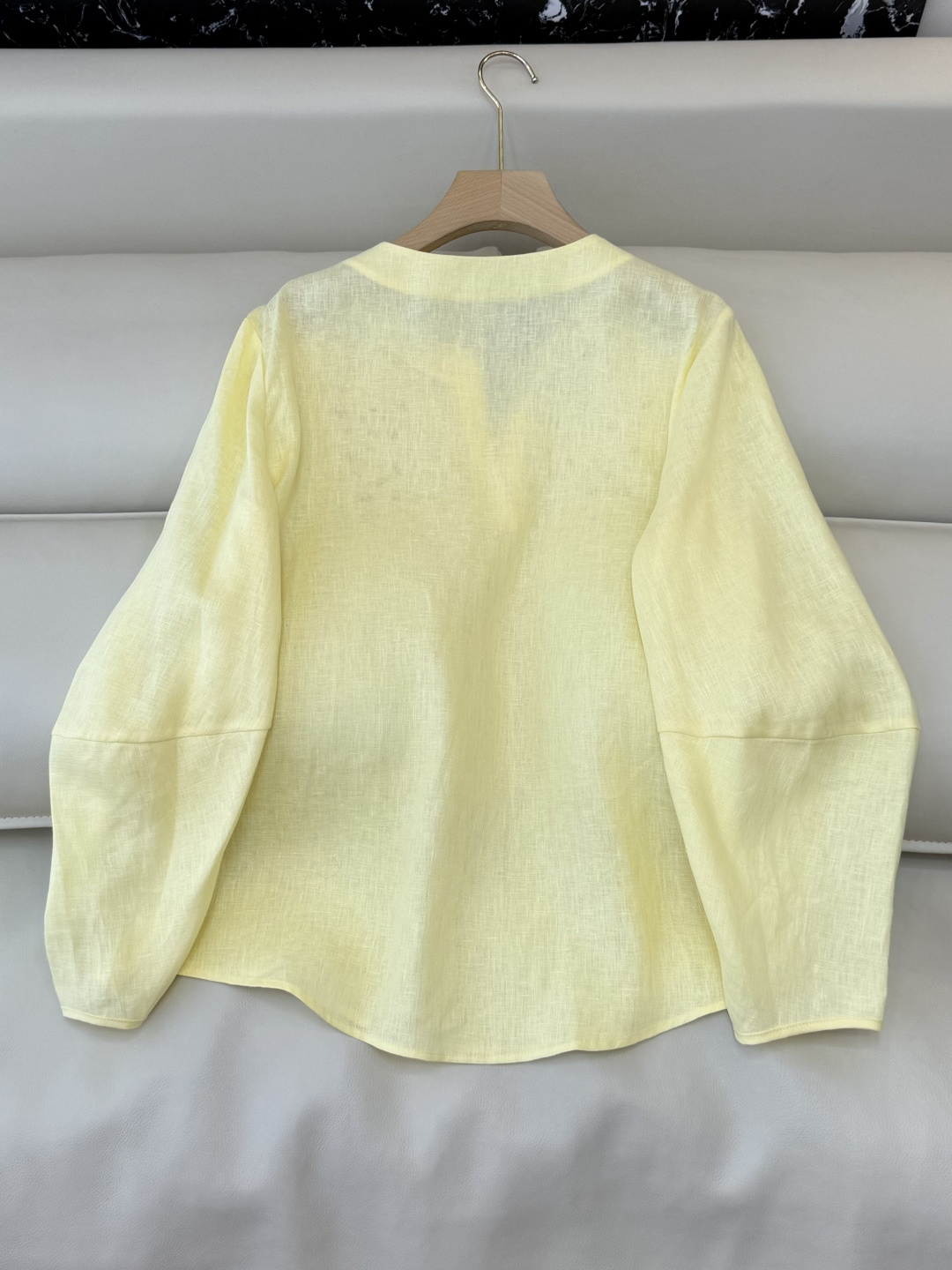 FY083#新款套装🌾Zimm 镂空绣花 100% 亚麻 上衣➕长裤套装 黄色SMLXL