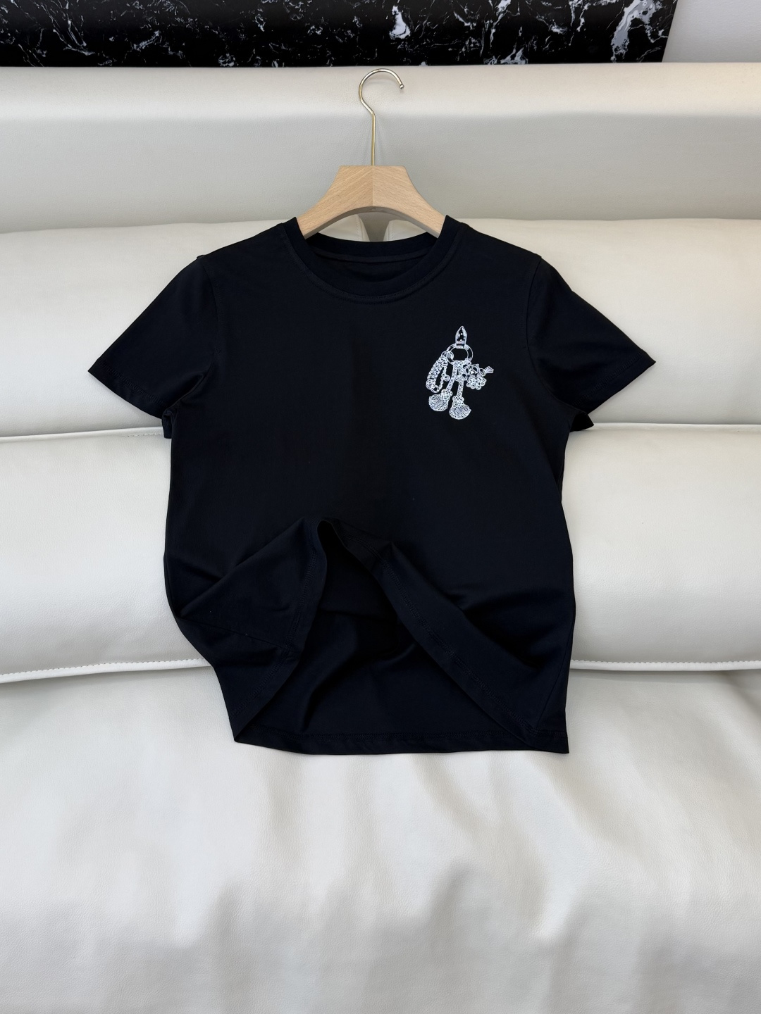 QG0156#新款T恤⚠️‼️H家 爱马仕 独家版 印花 短袖T恤 黑色 白色 SML