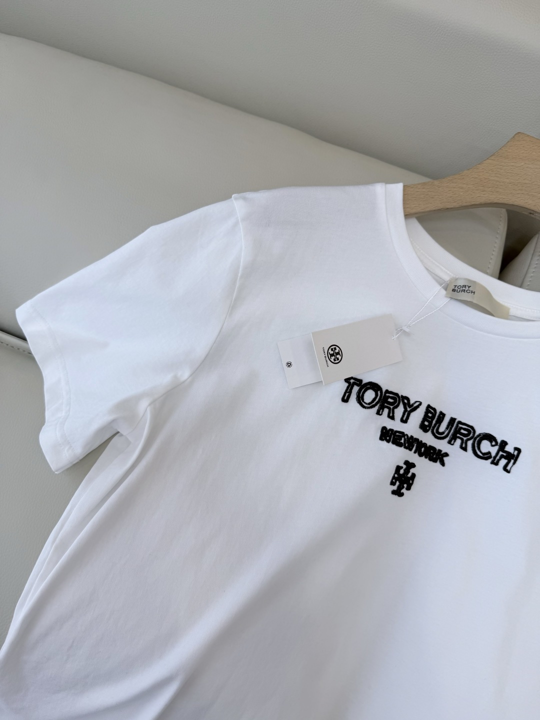 QG0158#新款T恤⚠️‼️Tory Burch 字母绣花 短袖T恤 白色SML