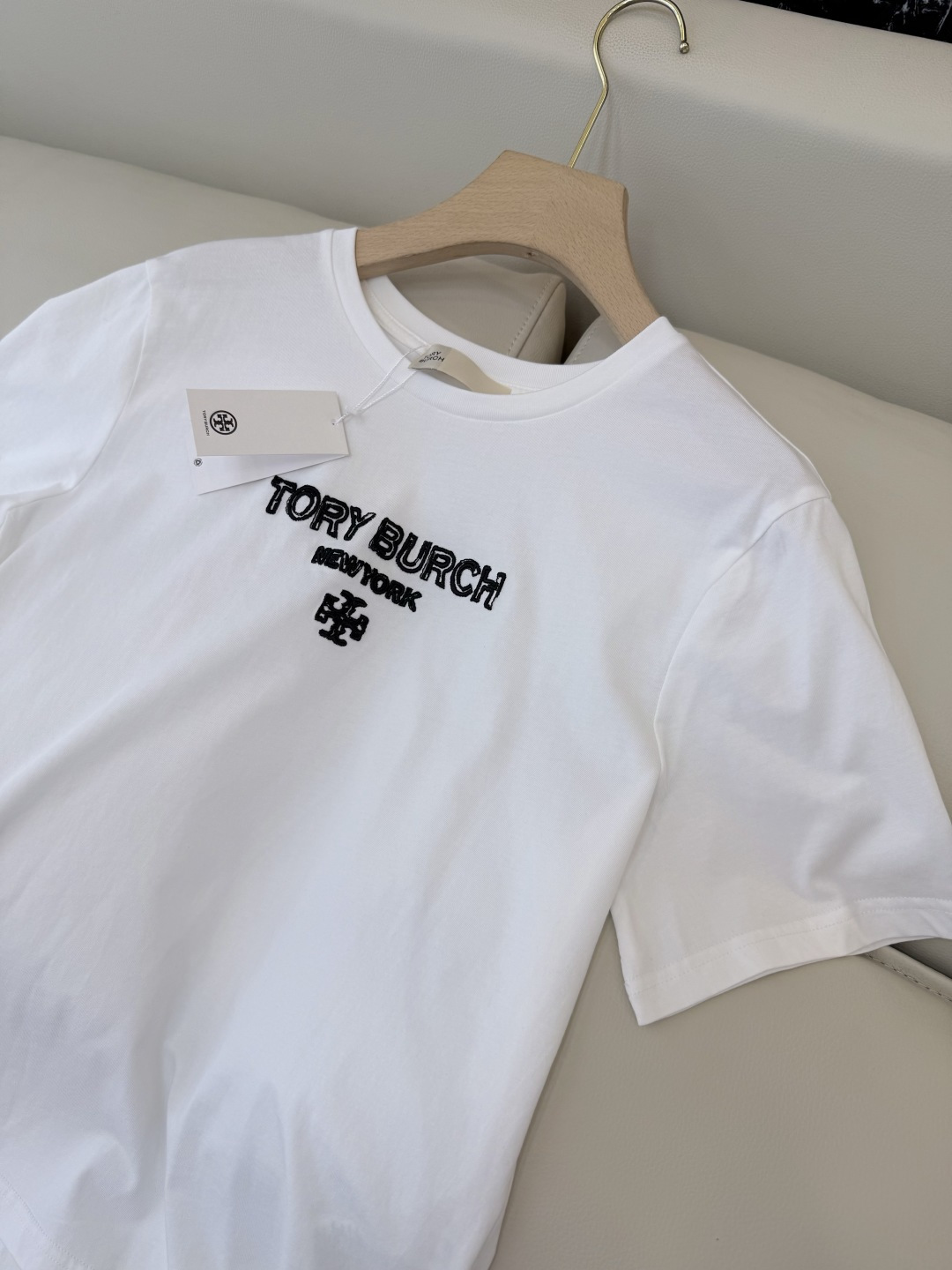QG0158#新款T恤⚠️‼️Tory Burch 字母绣花 短袖T恤 白色SML