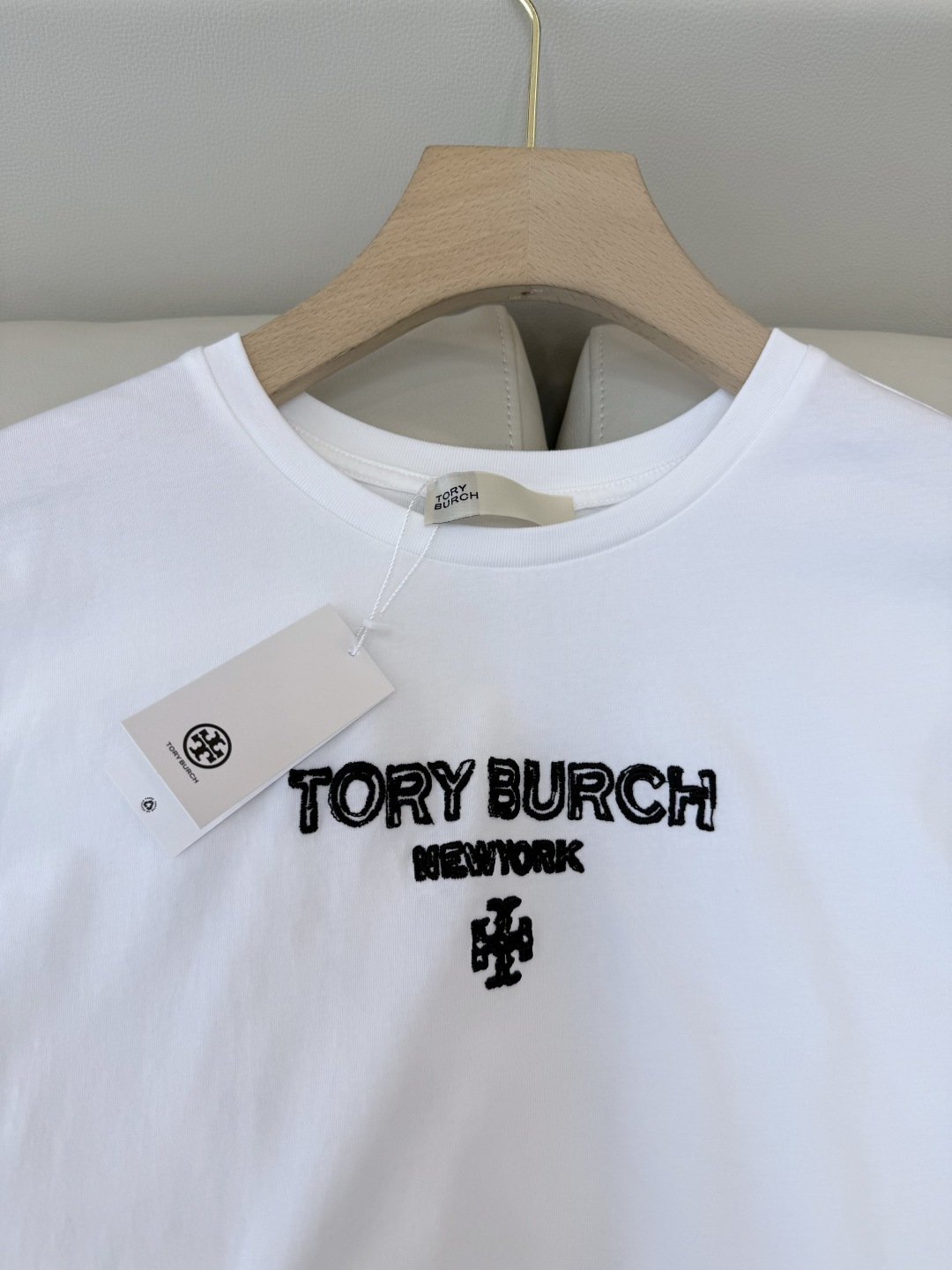 QG0158#新款T恤⚠️‼️Tory Burch 字母绣花 短袖T恤 白色SML