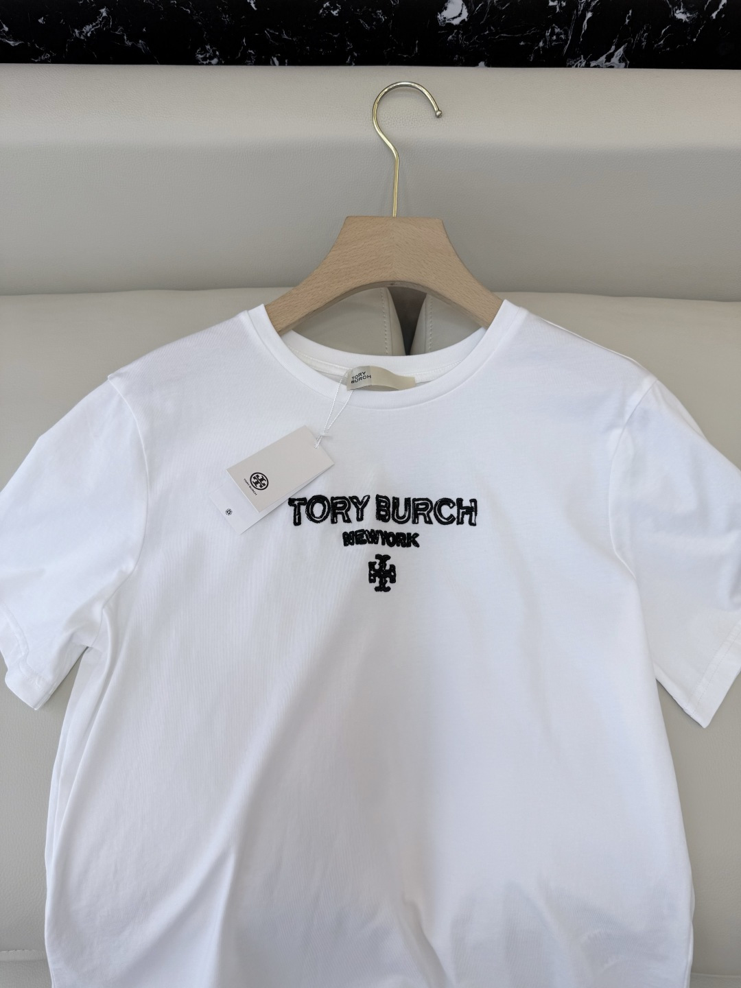 QG0158#新款T恤⚠️‼️Tory Burch 字母绣花 短袖T恤 白色SML
