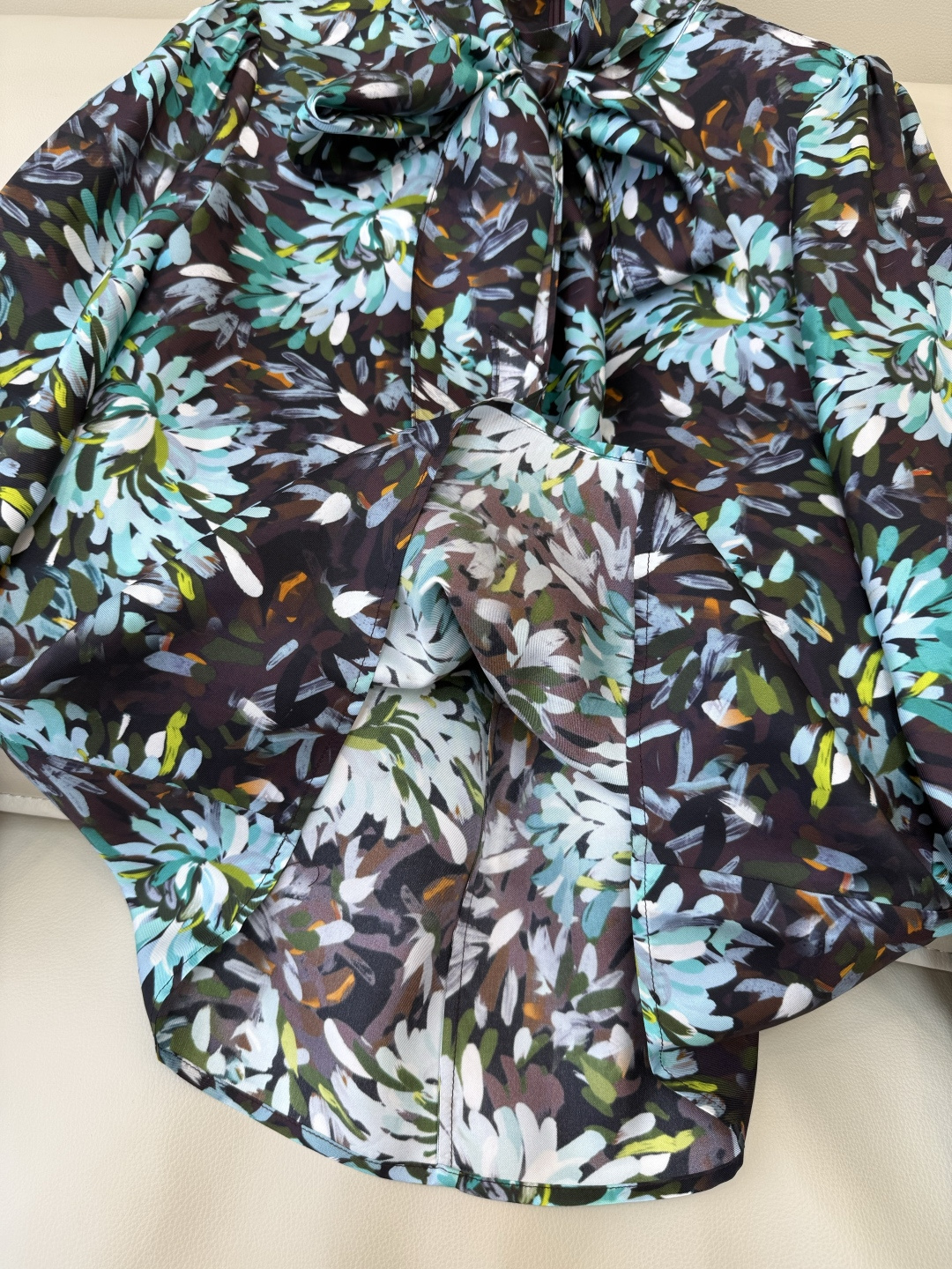 BS1118#新款衬衫💕gucci 烟花爆美图 真丝 蝴蝶结 印花上衣 36-42