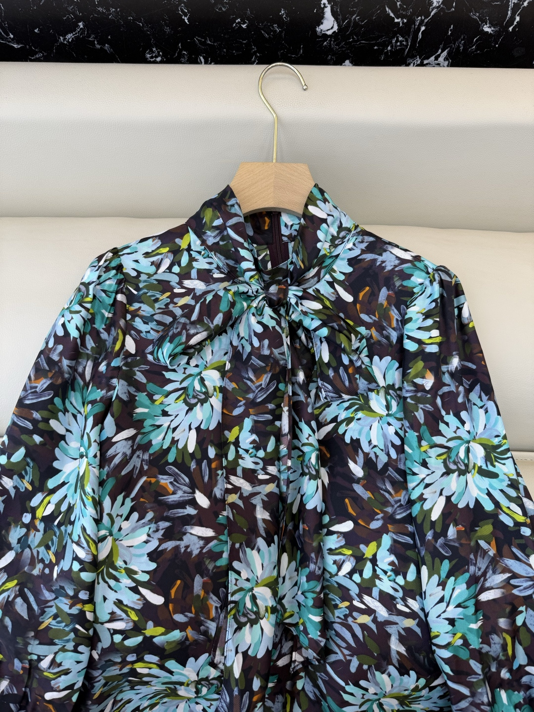 BS1118#新款衬衫💕gucci 烟花爆美图 真丝 蝴蝶结 印花上衣 36-42