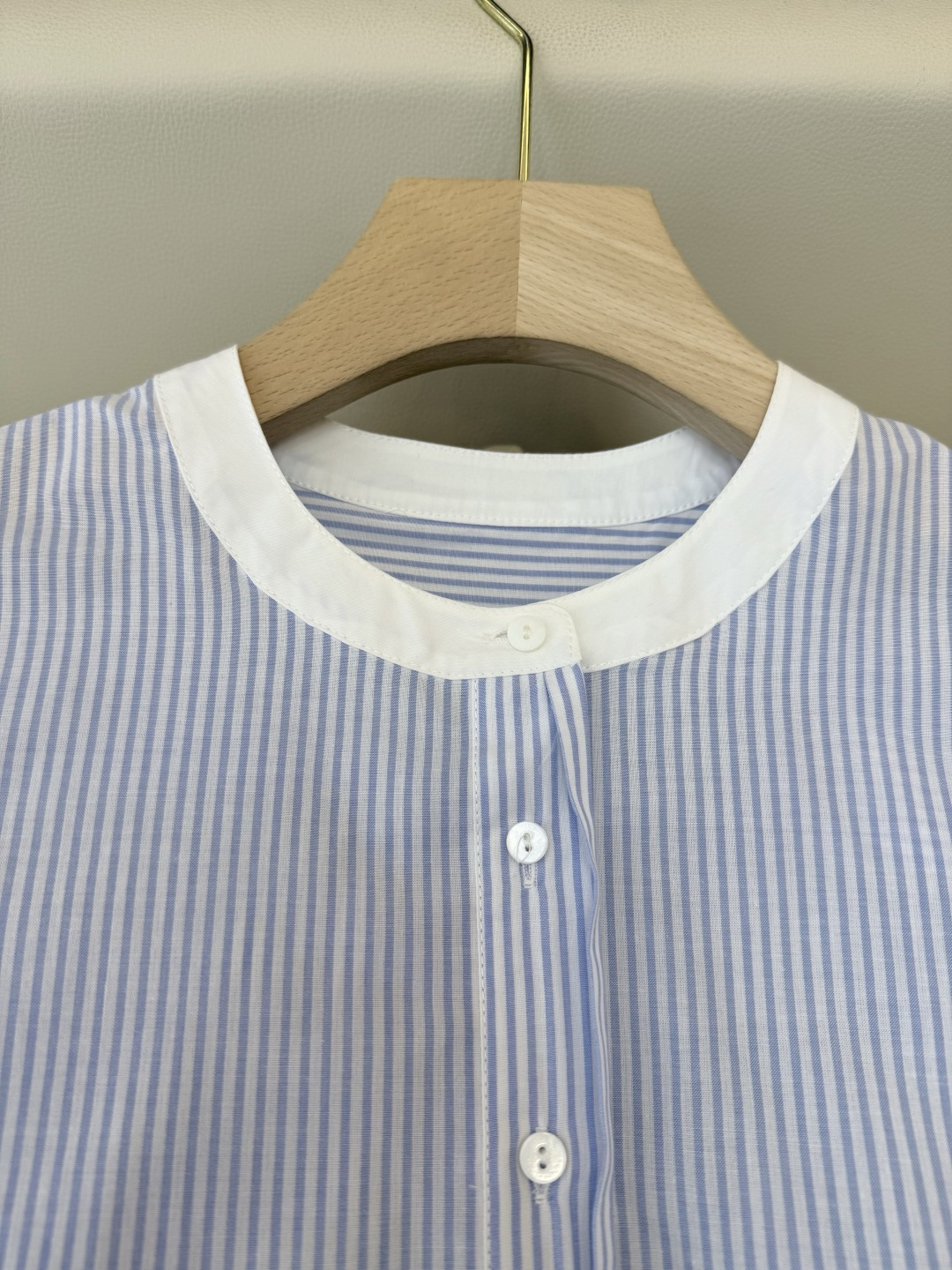 LS003#新款衬衫⚠️‼️the row 100% 棉 极简风 条纹印花 短袖衬衫 蓝色 S-XL