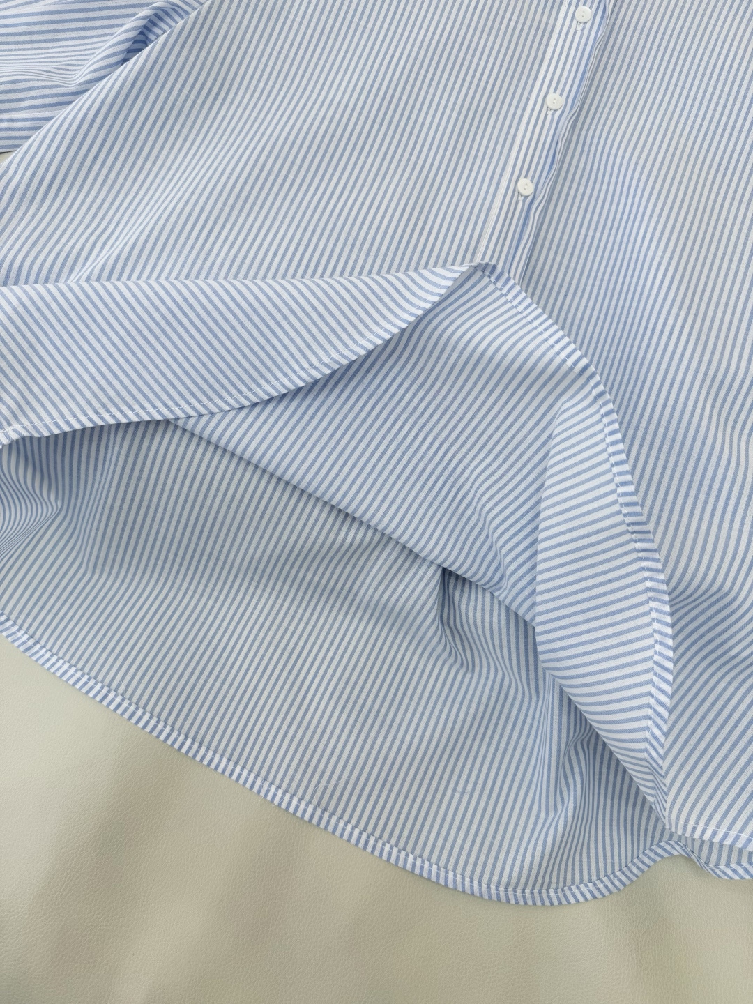 LS003#新款衬衫⚠️‼️the row 100% 棉 极简风 条纹印花 短袖衬衫 蓝色 S-XL