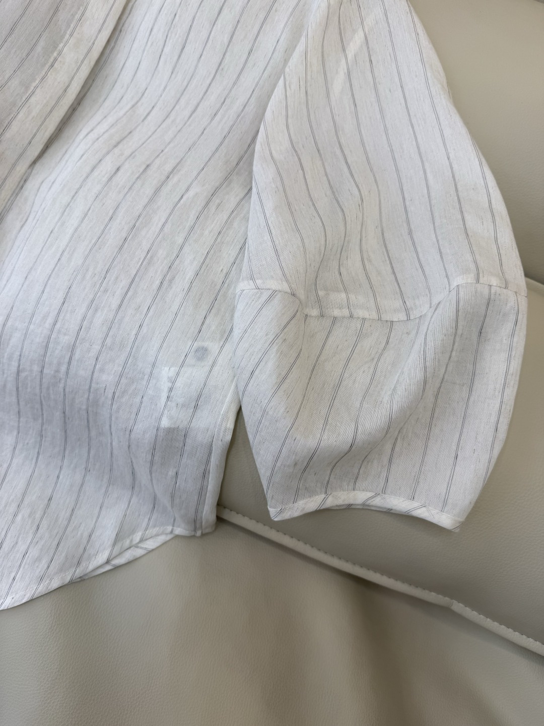 LS004#新款衬衫⚠️‼️the row 12%亚麻棉 极简风 条纹印花 七分袖衬衫 S-XL