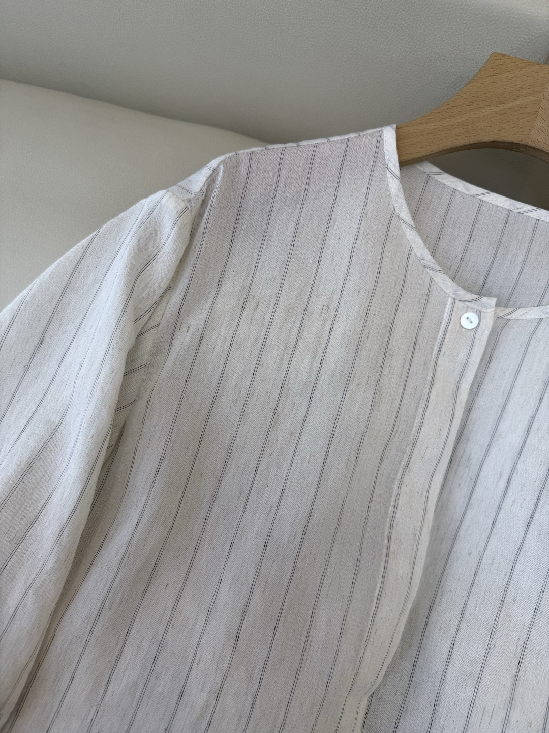 LS004#新款衬衫⚠️‼️the row 12%亚麻棉 极简风 条纹印花 七分袖衬衫 S-XL