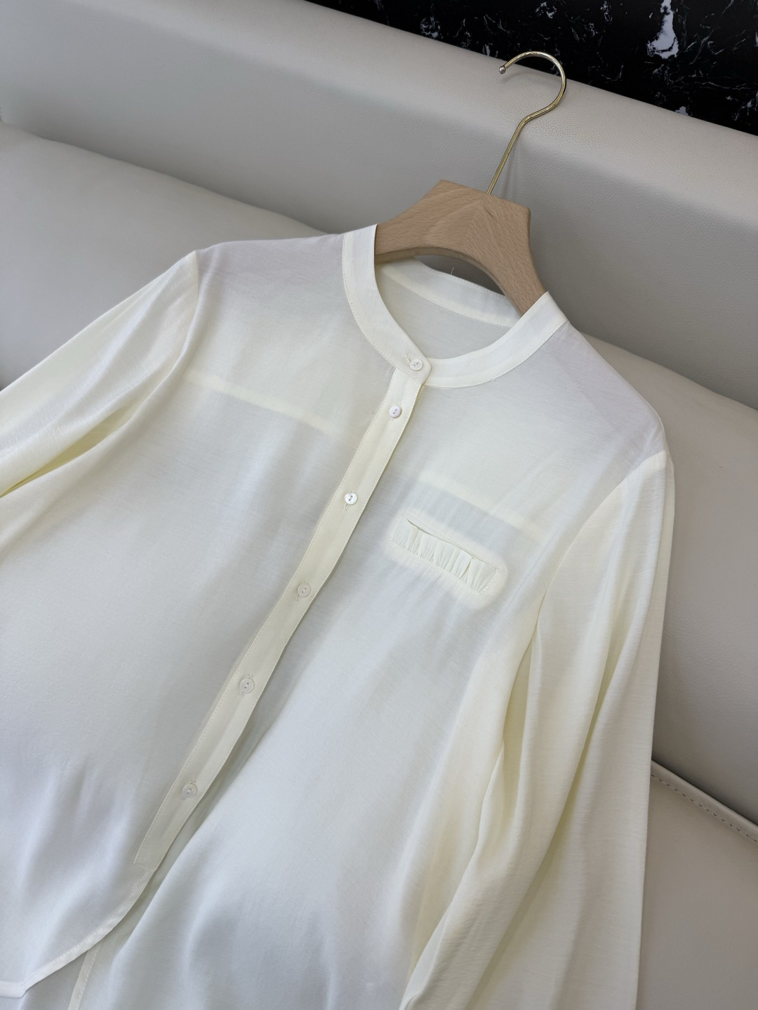 LS001#新款衬衫⚠️‼️the row 11% 桑蚕丝 极简风 奶油色衬衫 S-XL