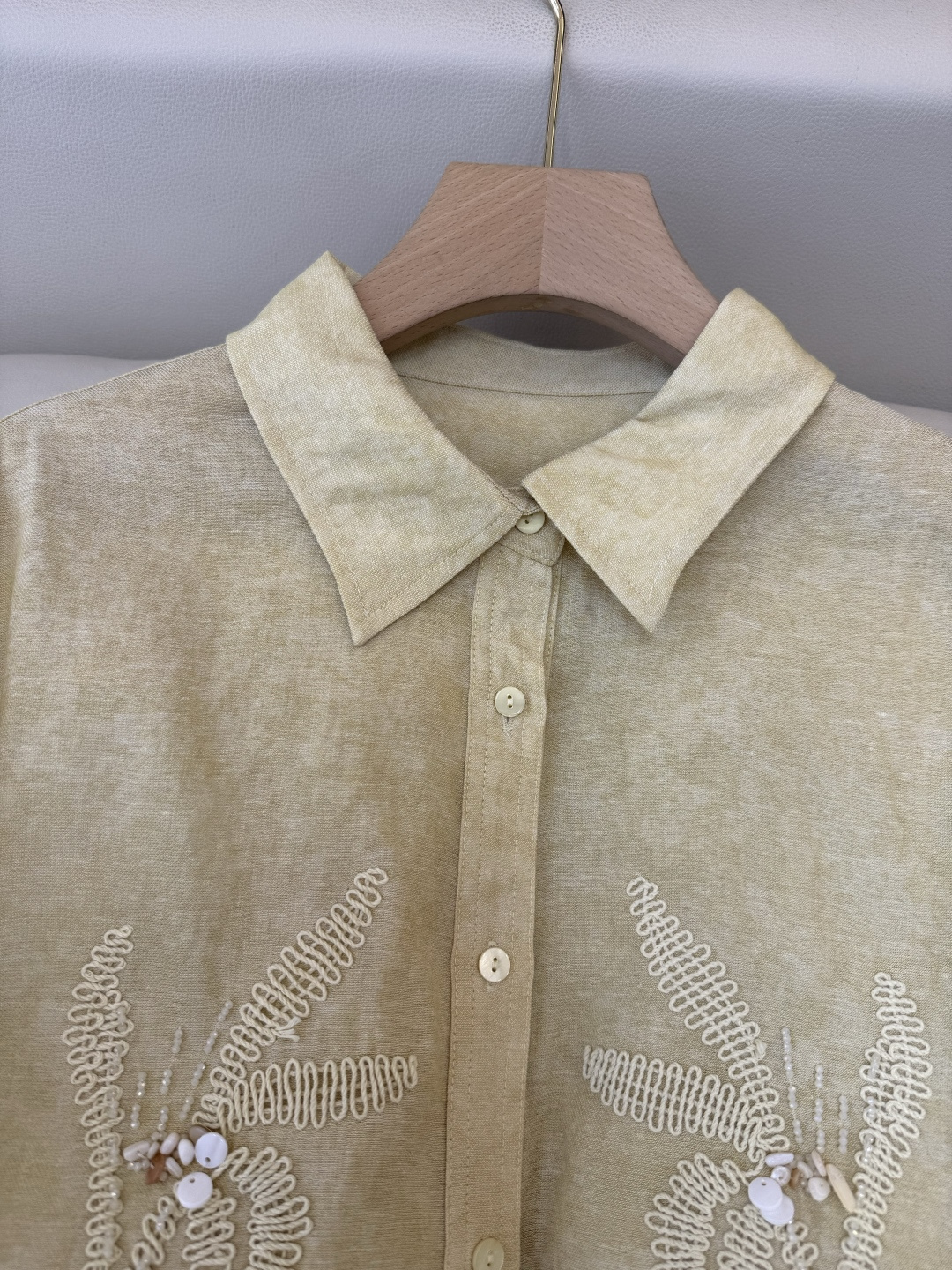 ZM001#新款衬衫⚠️‼️zimm… 重工刺绣珠片绣花 人棉 长袖衬衫 黄色 粉色 SML