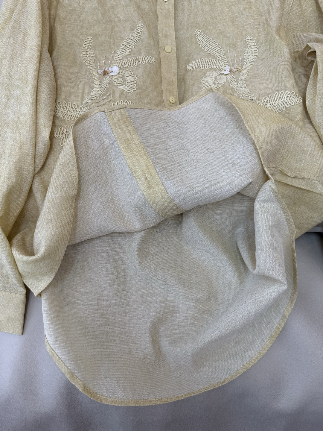 ZM001#新款衬衫⚠️‼️zimm… 重工刺绣珠片绣花 人棉 长袖衬衫 黄色 粉色 SML