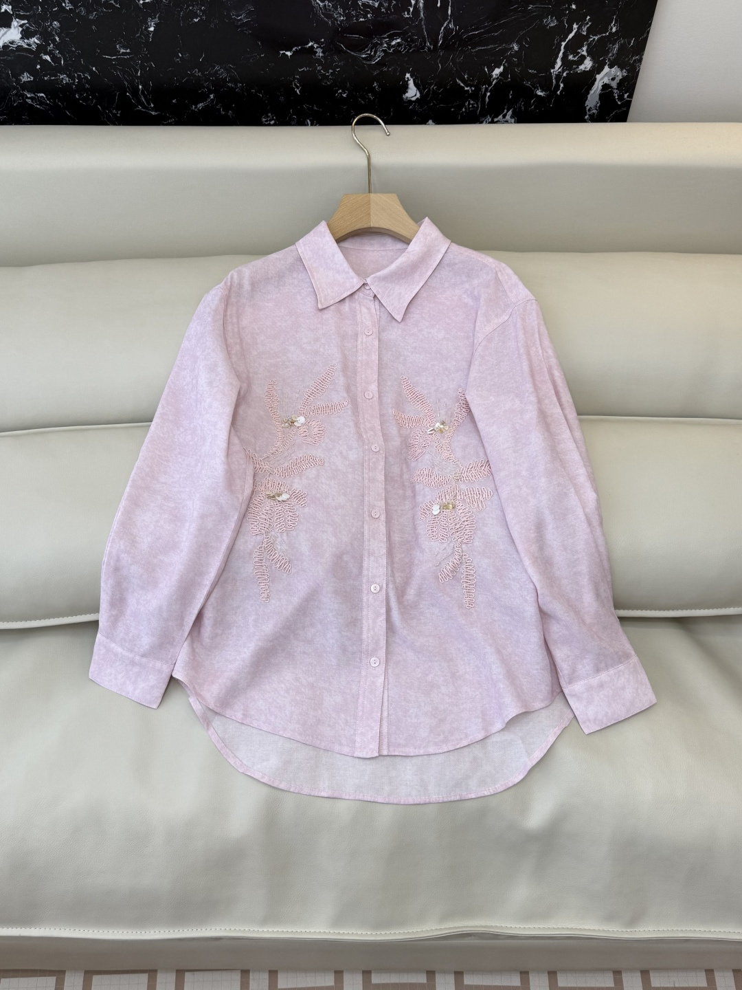 ZM001#新款衬衫⚠️‼️zimm… 重工刺绣珠片绣花 人棉 长袖衬衫 黄色 粉色 SML