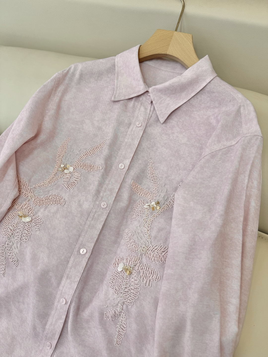 ZM001#新款衬衫⚠️‼️zimm… 重工刺绣珠片绣花 人棉 长袖衬衫 黄色 粉色 SML