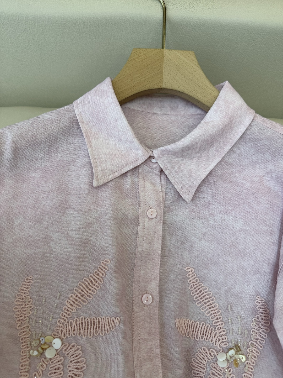 ZM001#新款衬衫⚠️‼️zimm… 重工刺绣珠片绣花 人棉 长袖衬衫 黄色 粉色 SML