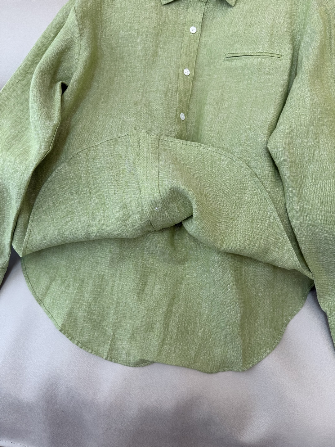 ZM003#新款套装⚠️‼️Lp🆕 经典款 100% 亚麻长袖衬衫➕长裤套装 灰色 绿色 SML