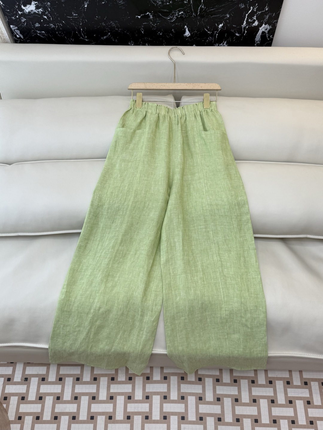 ZM003#新款套装⚠️‼️Lp🆕 经典款 100% 亚麻长袖衬衫➕长裤套装 灰色 绿色 SML